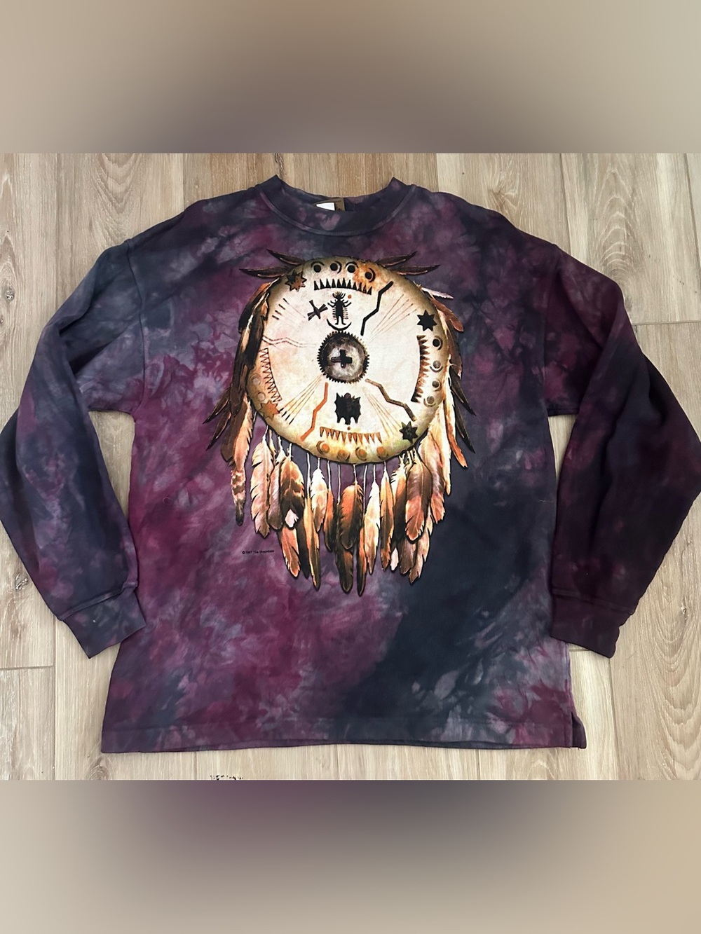 The Mountain Native American Tye Dye Sweatshirt L. Vintage 1997